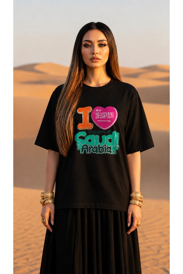 Women's Oversize T-Shirt Arabia Printed 100% Cotton T-Shirt Comfortable Fit