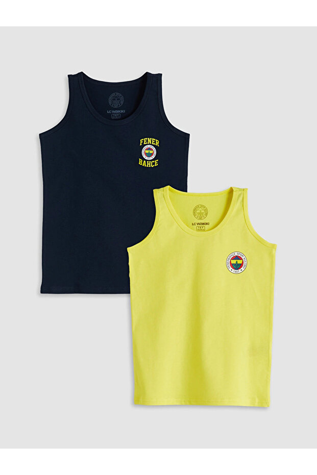 Lcw Kids Yellow Crew Neck Fenerbahçe Printed Boys' Undershirt 2-Piece Set