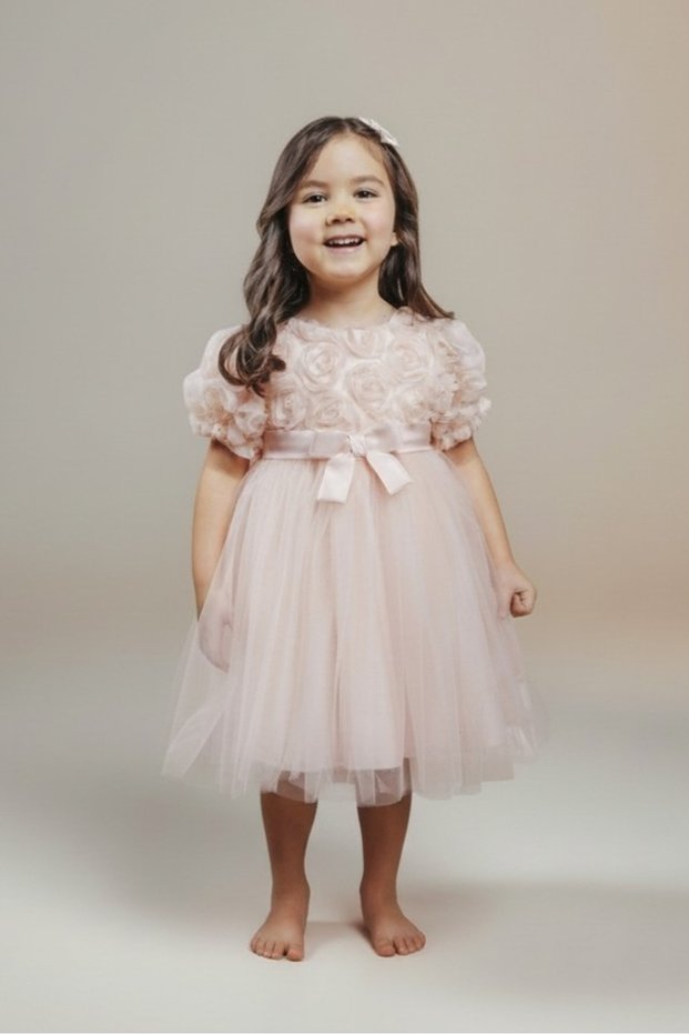 Organza Rose Skirt Tulle Evening Dress