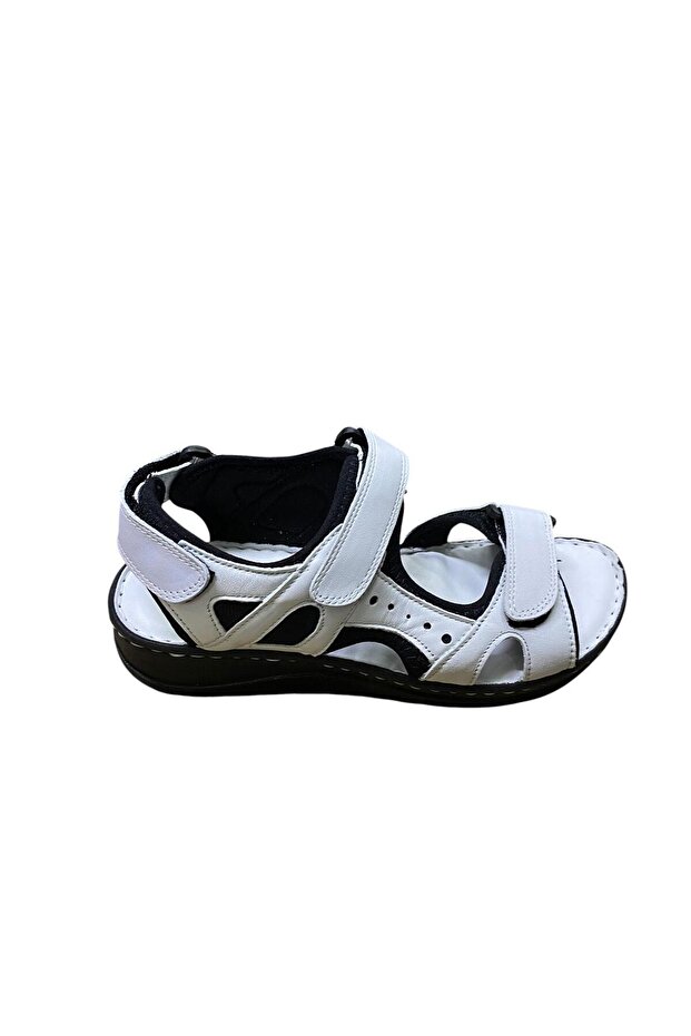 Women's Genuine Leather Flat Thick Sole Double Strap Adjustable Sandals