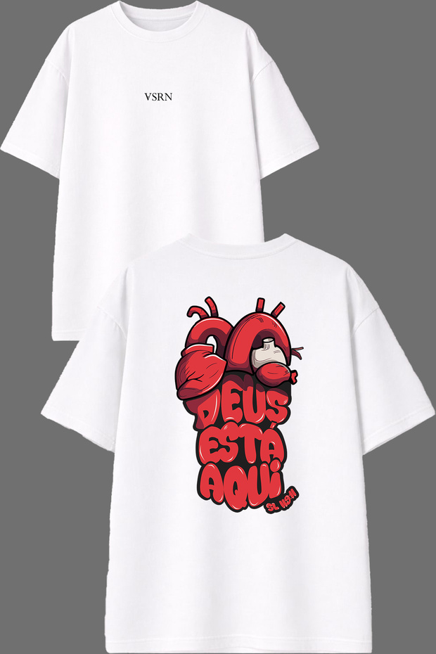 Red Text Design Front and Back Printed White Oversize T-Shirt