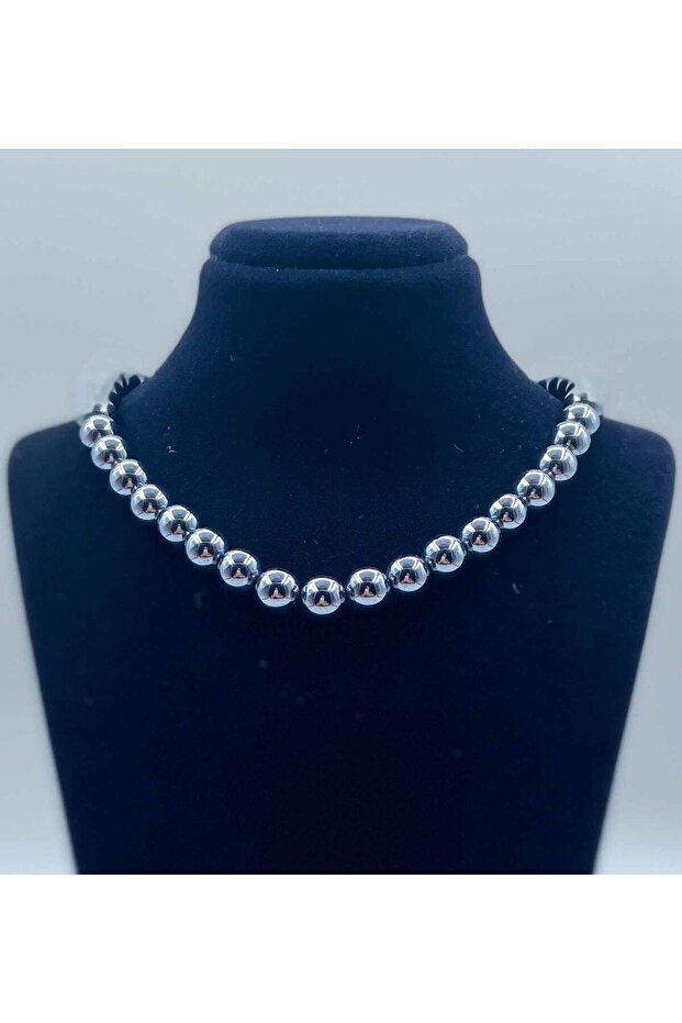 Terahertz Natural Stone Necklace 8 mm Sphere Cut