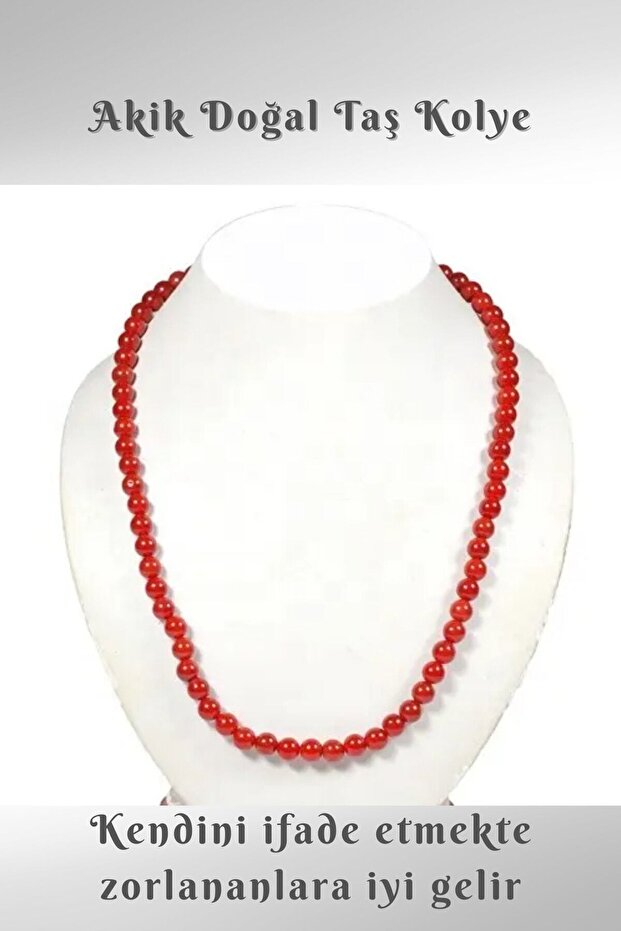 Agate Natural Stone Necklace (Has Strengthening Body Effect) 6 Mm (Aa Quality)