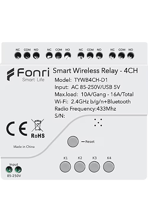 Wf3-Tm4-0201-01 Wi-Fi + Zigbee 4 Channel Independent Control Wireless Smart Relay