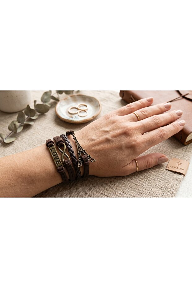 Women’s Charm Multi-Layer Bracelet – Braided Leather Style Wristband