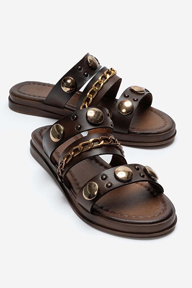 شبشب نسائي بسلسلة وأزرار 3 طبقات TABA