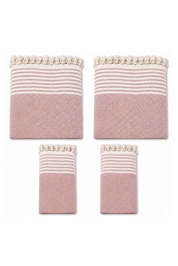 Cotton Non-Slip Wicker Woven Armless Sofa Cover (3+3+1+1) - Powder