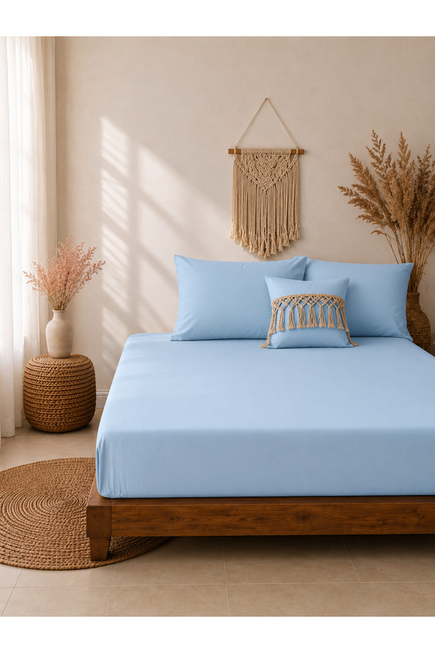 Single Jersey Combed Cotton Elastic Fitted Sheet | 100% Cotton | High Gramage | Measurement Options Available | +35 cm Depth