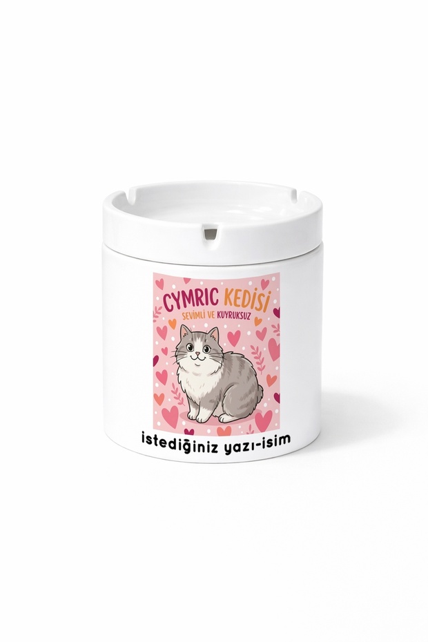 Animal Cymric Cat Tailless Cat Double Sided Printed Ash Tray Ashtray Gift