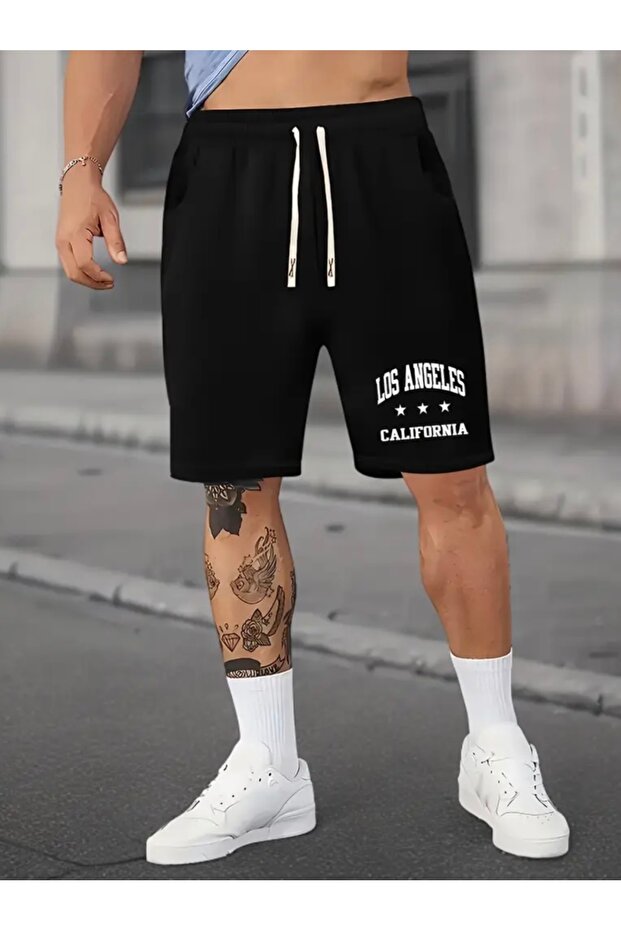 New Season California Three Star Printed 100% Cotton Large Size Double Pocket Men's Shorts