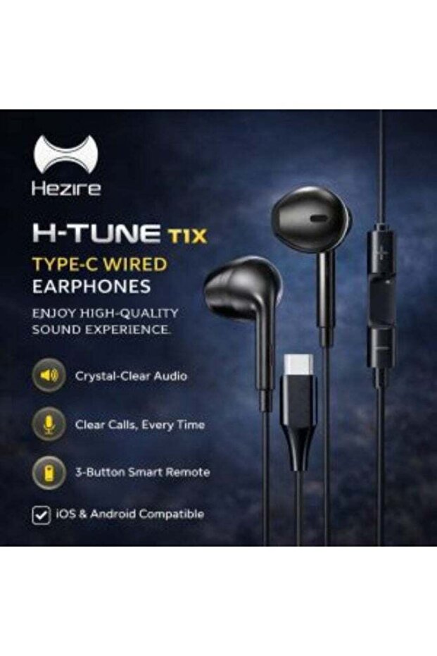 H-Tune T1X Wired Earphones Type-C Stereo Headphones