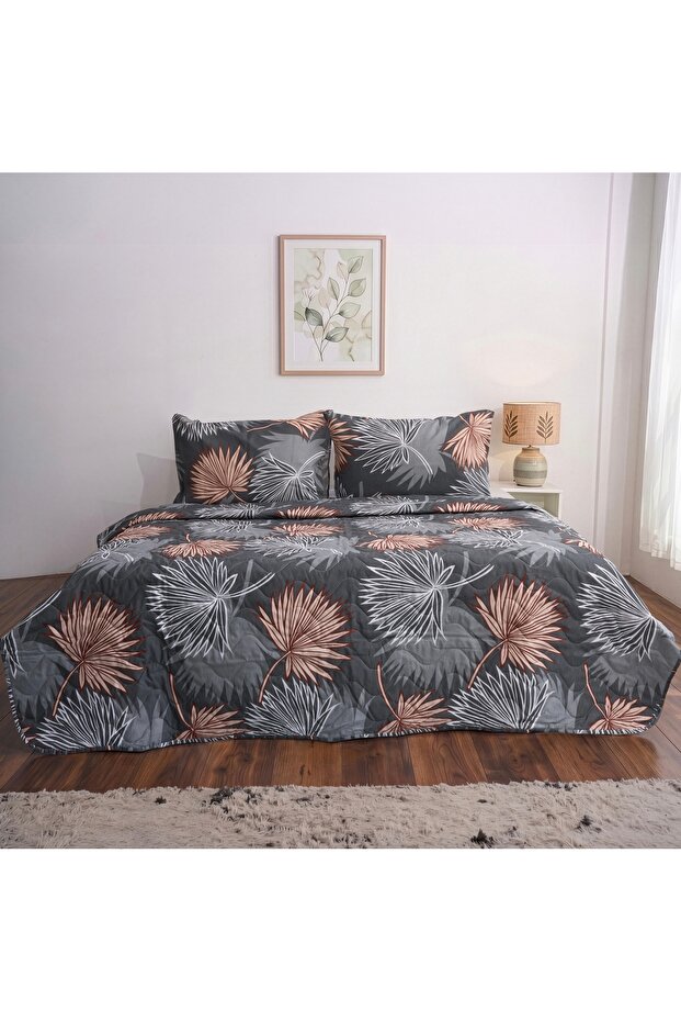 Double Floral Patterned Multi-Purpose Bedspread 200*220 & Pique + 2 Pillowcases