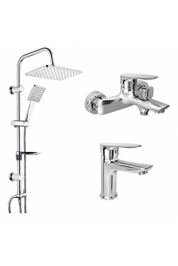 Tandem Bathroom Faucet Sink Mixer and Tema 53242 Rain Carismo Overhead Shower Set