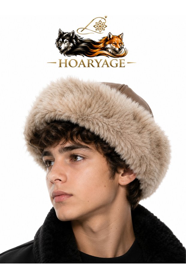 Children's Genuine Lambskin Snotop Fur Outdoor Leather Börk Hat Unisex