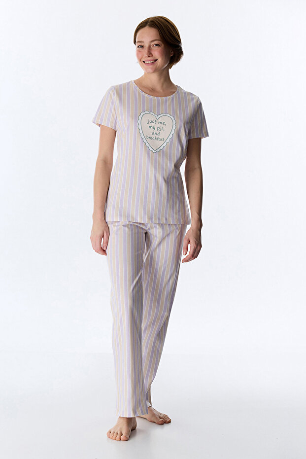 Women's Cotton Lounge Me and My Pjs Shorts Sleeve Pajama Set - Mix