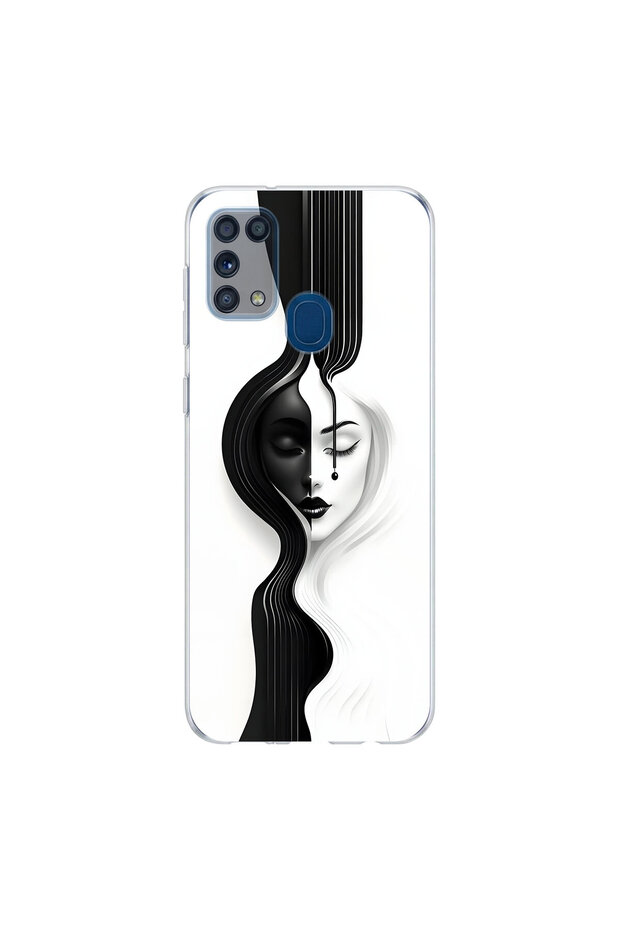 Samsung Galaxy M31 Compatible Aesthetic Face 3 Design Transparent Case