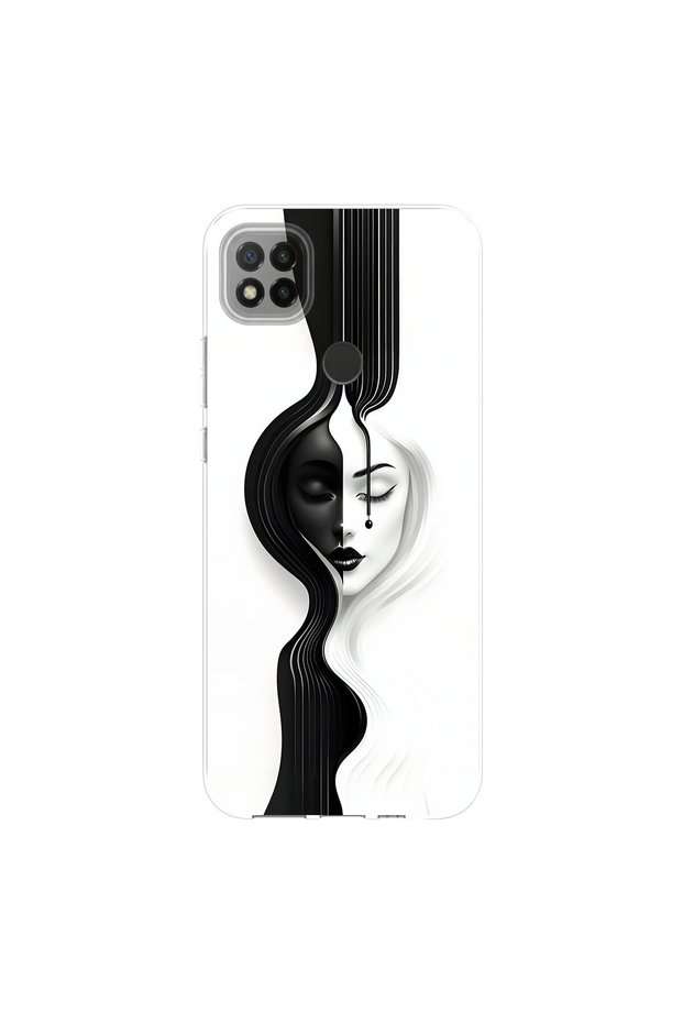 Redmi 9C Compatible Aesthetic Face 3 Design Transparent Case