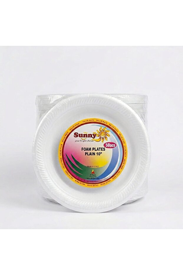 Sunny Disposable Foam Plates 10 Inch – 50 Pack