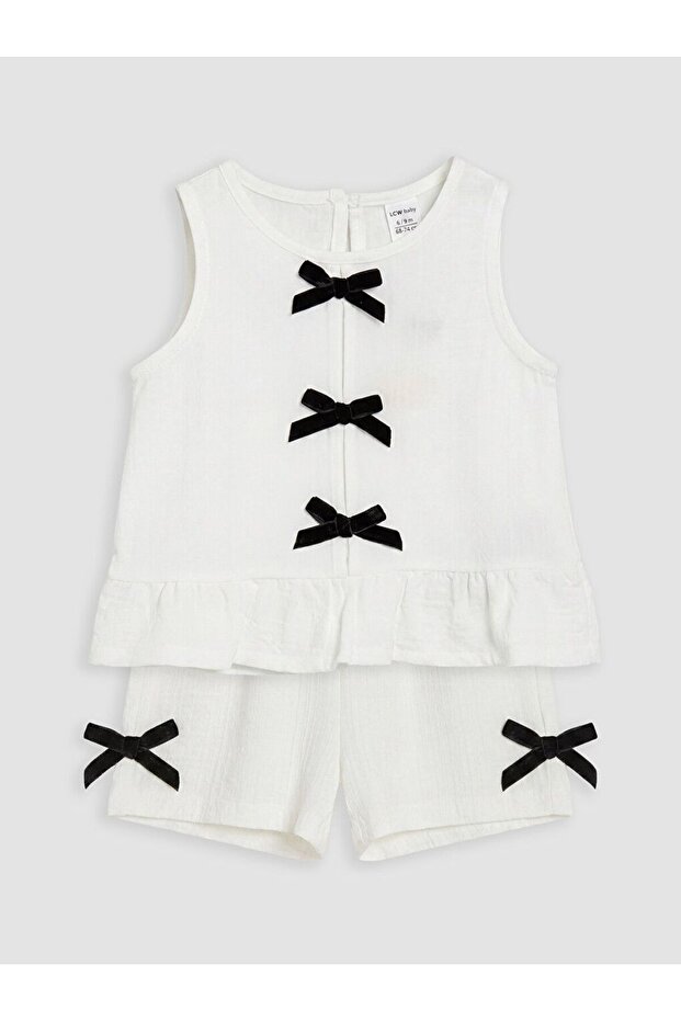 Lcw Baby Bow Detailed Baby Girl Set