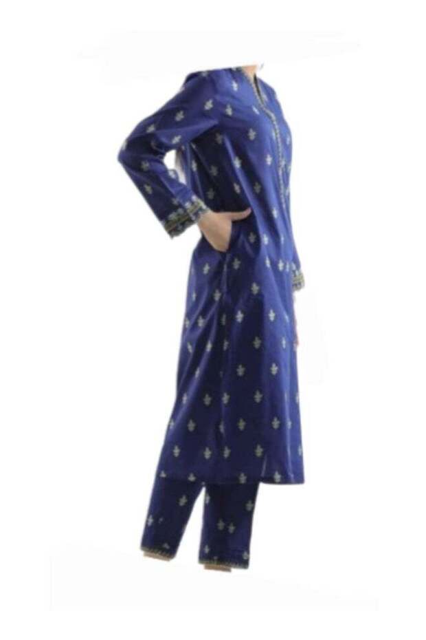 Navy blue embroidered Shalwar Kameez Pakistani suit, fully stitched, Traditional suit, fits size Medium