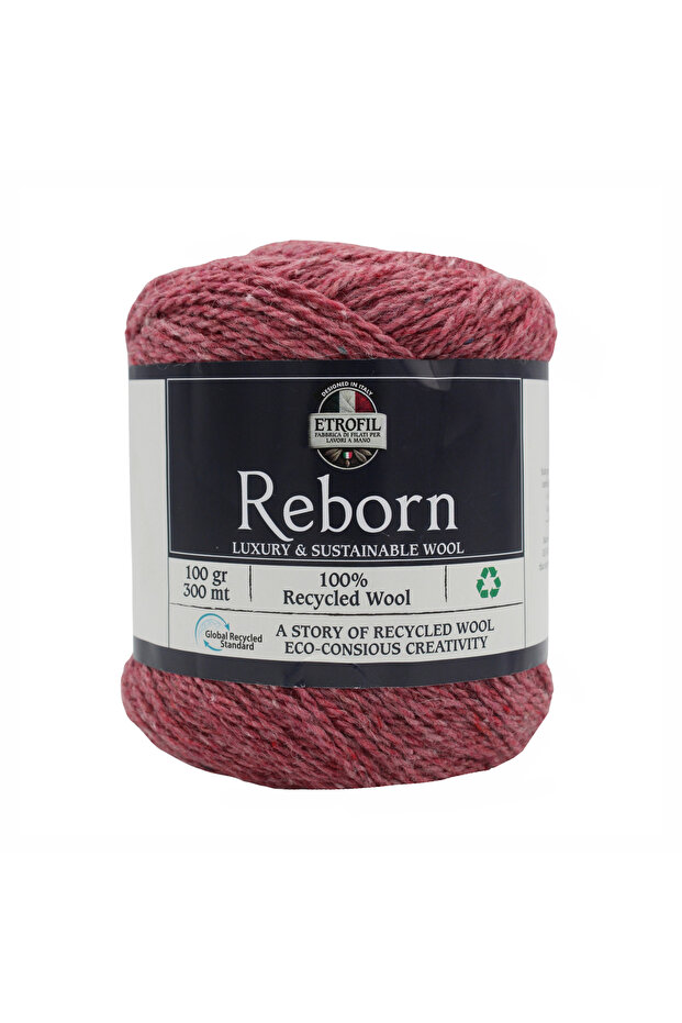 Reborn Knitting Yarn Vibrant Pink 100% Recycled Wool 100g 300m (73403)