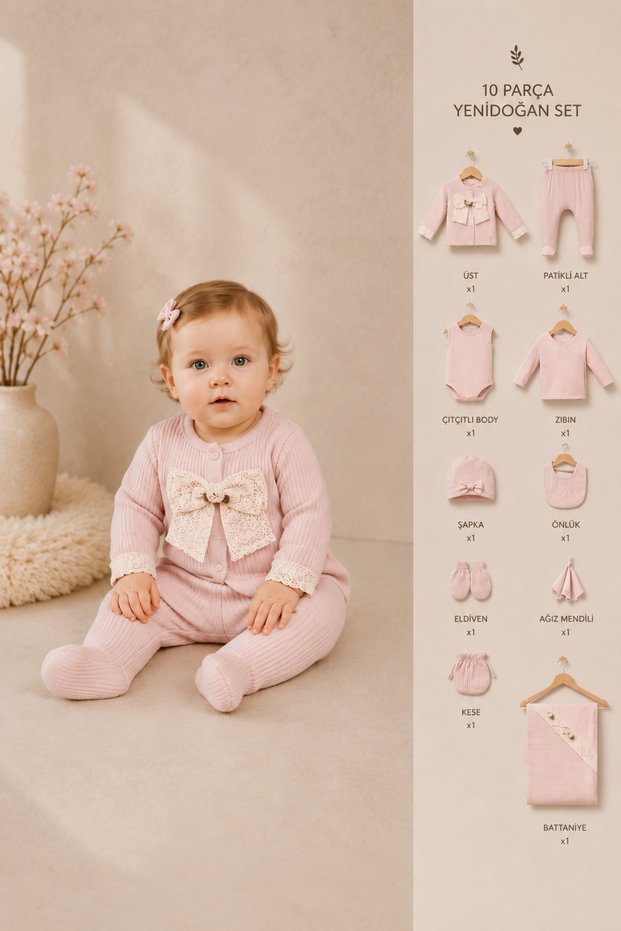 Newborn Hospital Release Baby Girl Set of 10