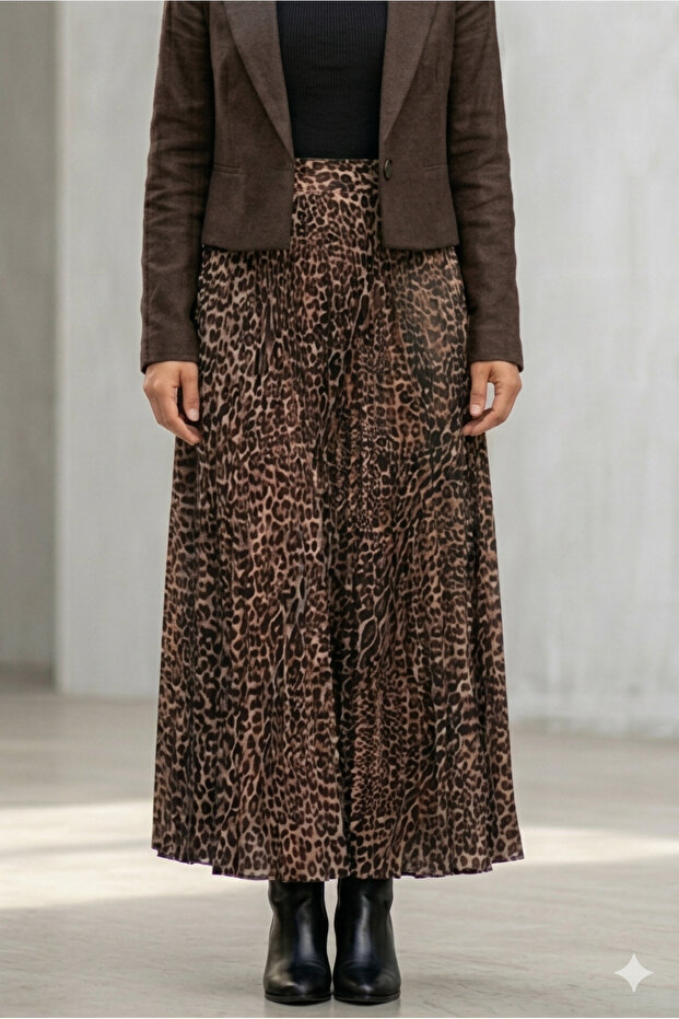 Fusta cu model leopard plisat hijab - 1