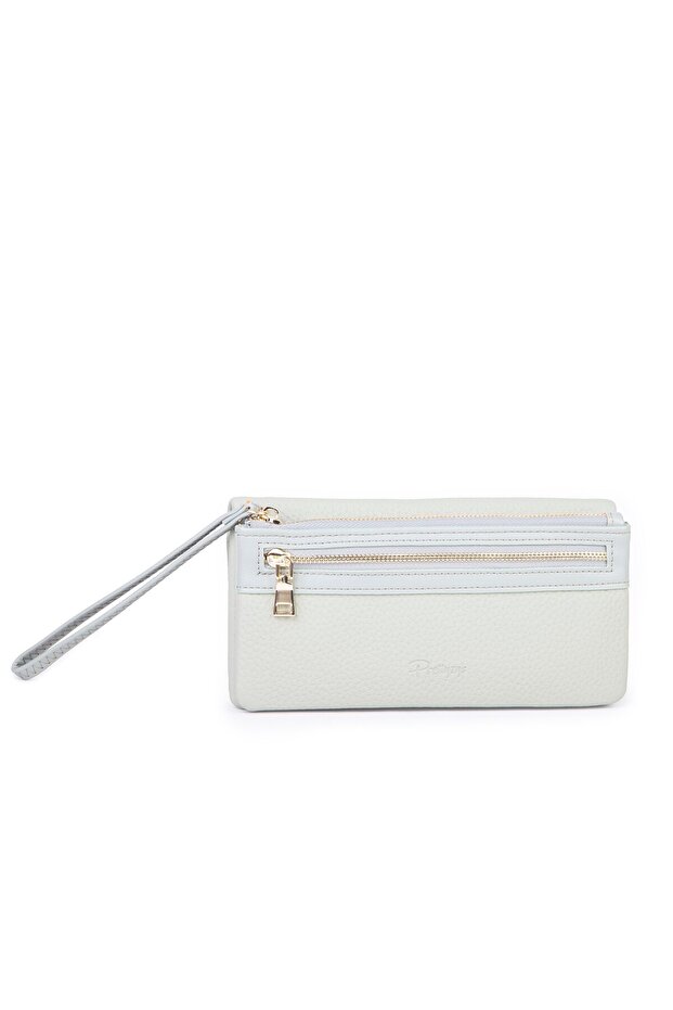 Women's Soft Textured Large Wallet with Multiple Card Holders and Multi-Compartment Wrist Strap Green