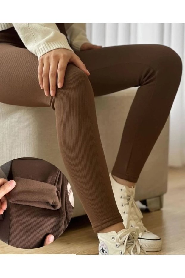 Women's High Waist Ribbed Stretchy Lycra Casual Sports Leggings