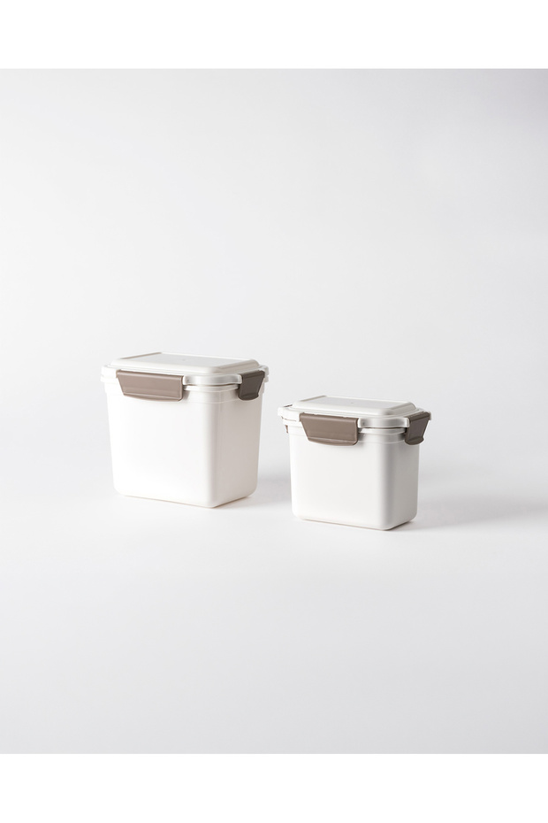 جرانادا - حاوية تخزين مستطيلة عميقة من قطعتين - لون إكرو ناعم - 1500+700 مل - 1