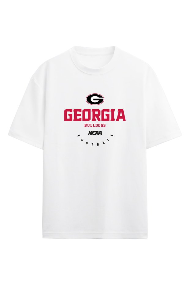 Georgia Bulldogs Ncaa College American Football White Oversize T-Shirt
