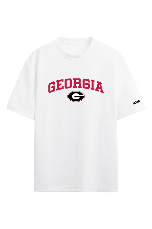 Georgia Bulldogs Ncaa College American Football White Oversize T-Shirt