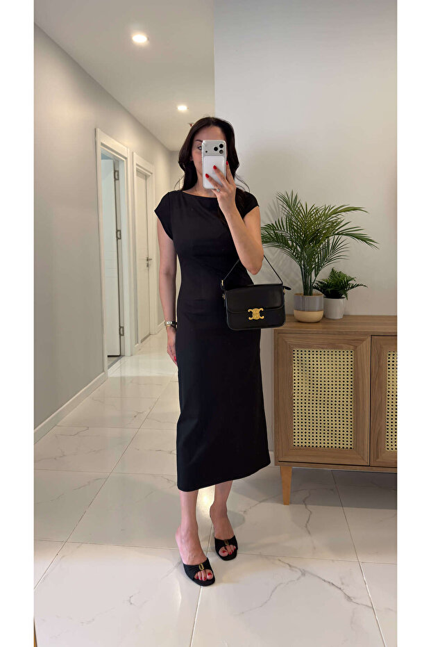 Md Vofe Black Dress with Sleeve Detail