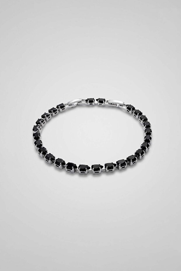 Unisex Geometric Stone Detailed Bracelet Black
