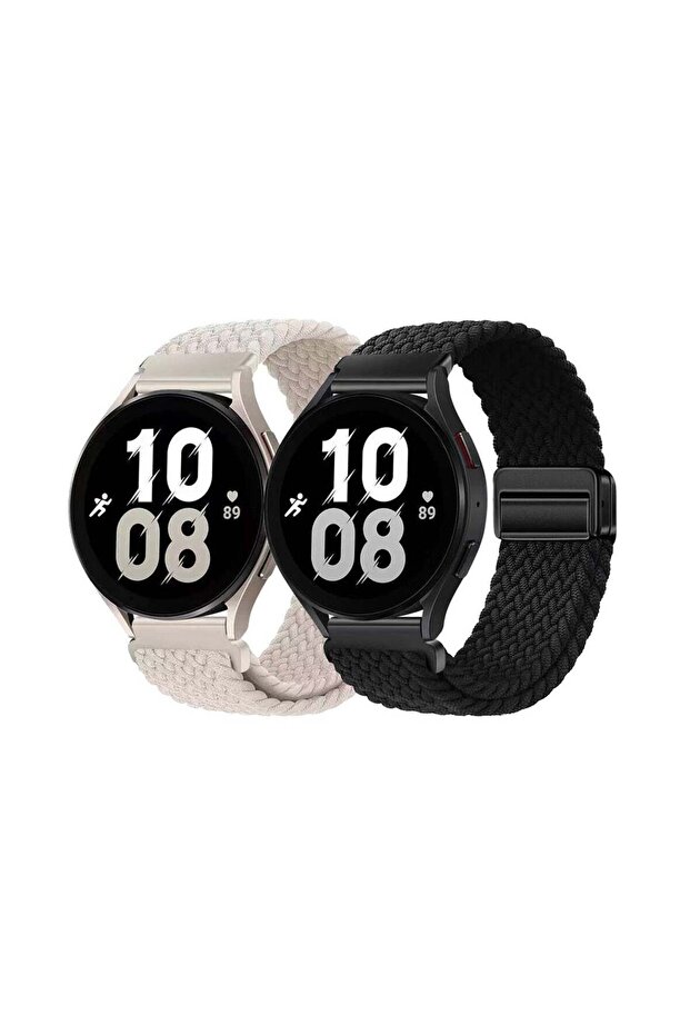 Generic 22mm Magnetic Nylon Band Compatible with Huawei/Honor/Samsung Watches Black/White