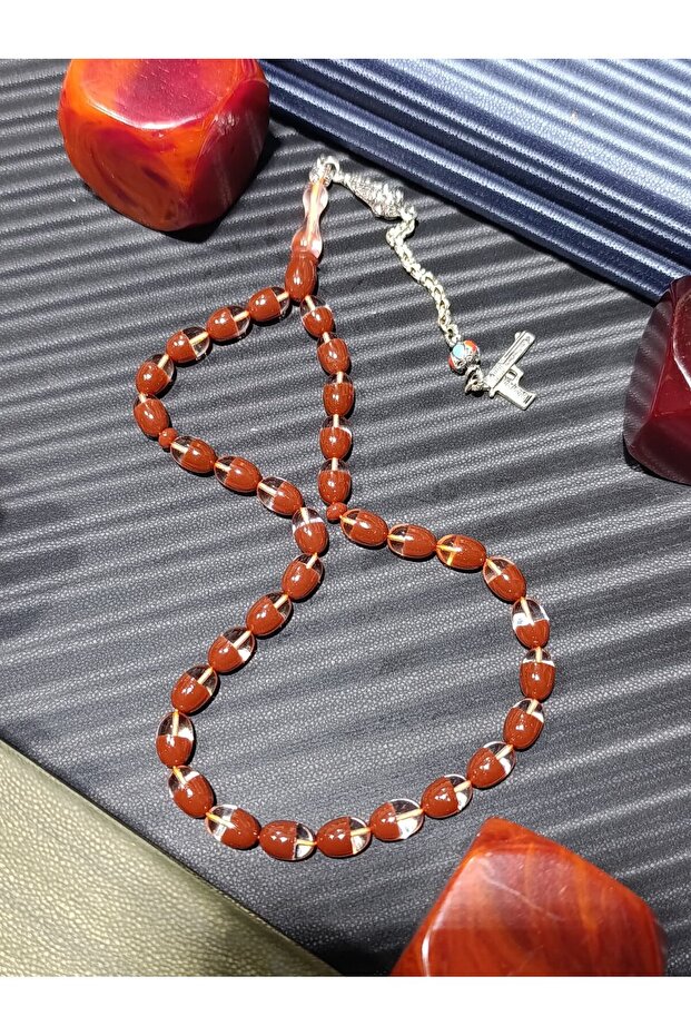 Powdered Amber Prayer Beads – Capsule Cut, Brown & Transparent Color