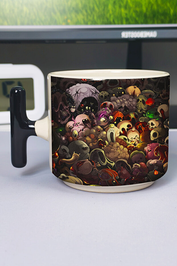 Binding of Isacc Printed Ceramic Luxury Mug (1 Piece) T-Shaped Special Black Handle Wave Handle V2T