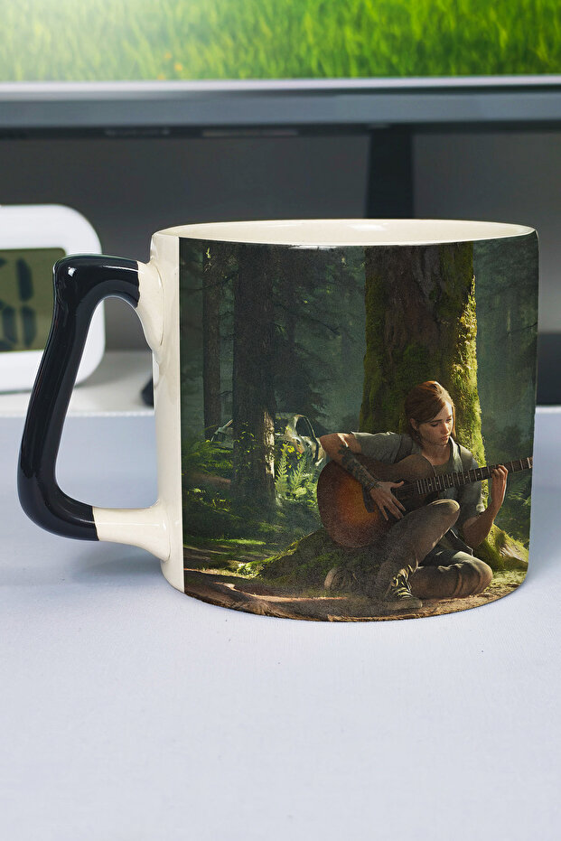 كوب السيراميك الفاخر المطبوع من The Last of US (قطعة واحدة) بمقبض أسود خاص V4D