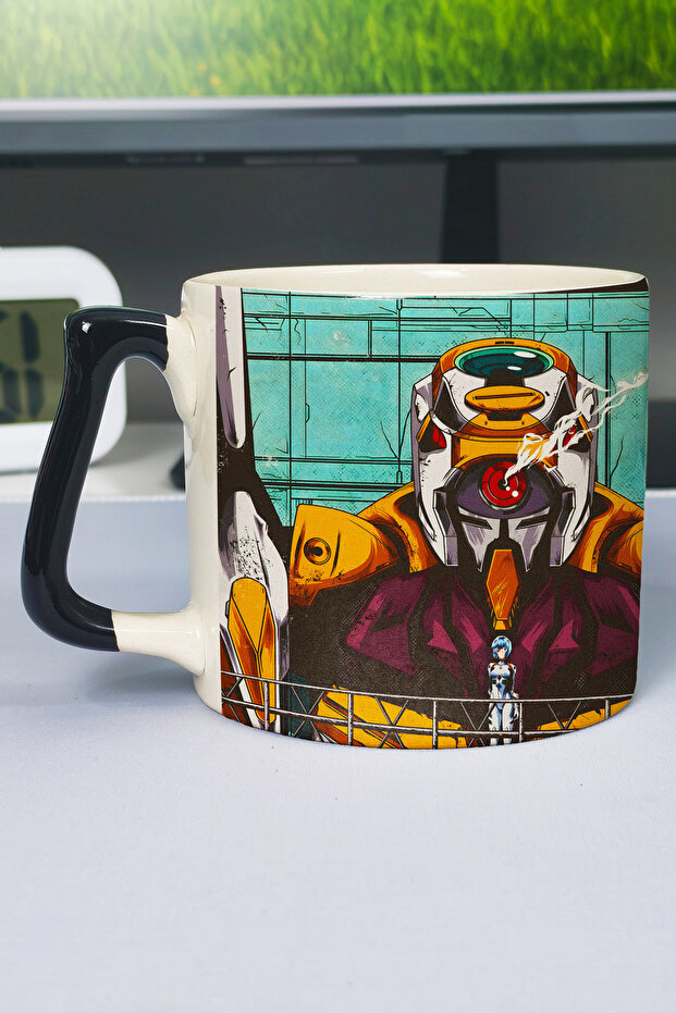 Neon Genesis Evangelion Anime Printed Ceramic Luxury Mug (1 Piece) Custom Black Handle Wave Handle V2D