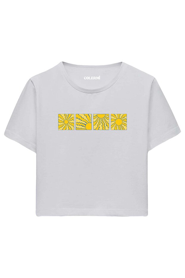Sun Patterned Crop Top T-Shirt