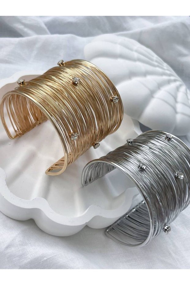 Thick Beaded Detailed Trendy Fashion Model Women's Bracelet