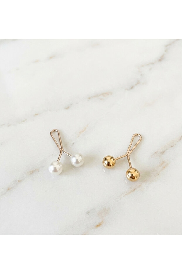 Scarf Shawl Clip 2 Pieces Different Model Clips Women's Hijab Accessory Needle Off-White Gold