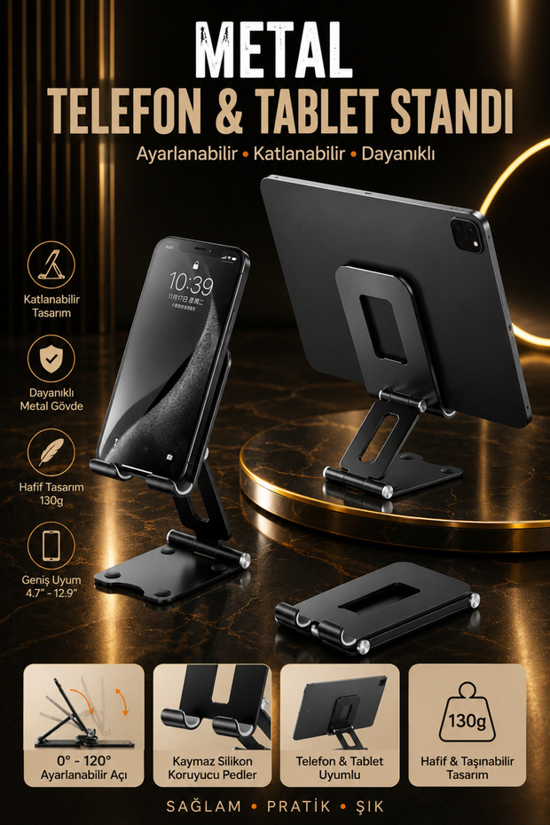 High Quality Metal Phone and Tablet Stand Foldable Adjustable Desktop Phone Holder Tablet Holder