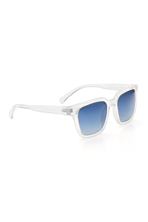 Polarized Sunglasses Clear Crystal Frame Blue Mirror Lens 51.4mm - P494BL9PV