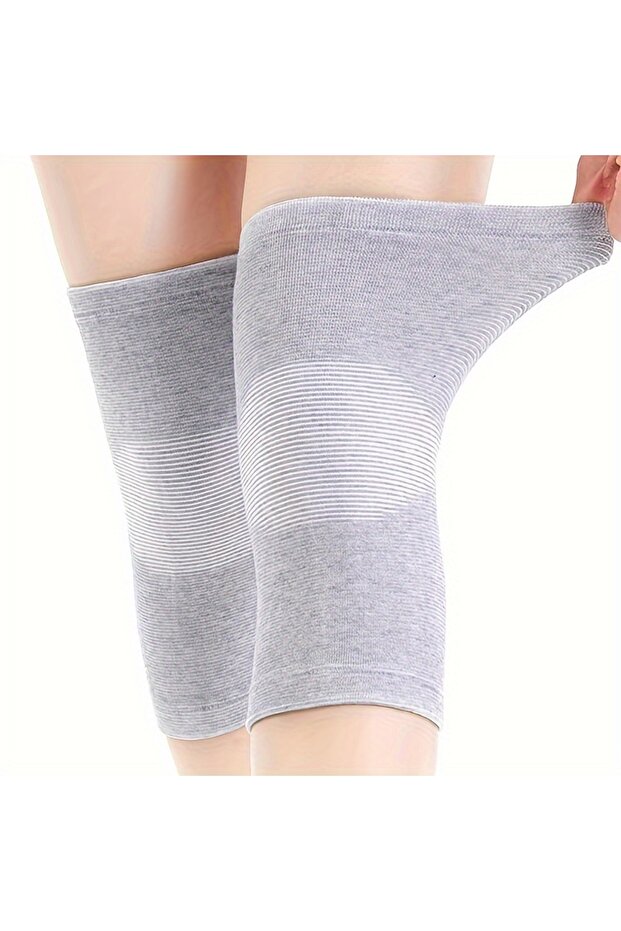 دعامات ركبة مضغوطة محبوكة عالية المرونة من S Light Grey 2PC، قابلة للتنفس ومريحة، دعامة ركبة Su
