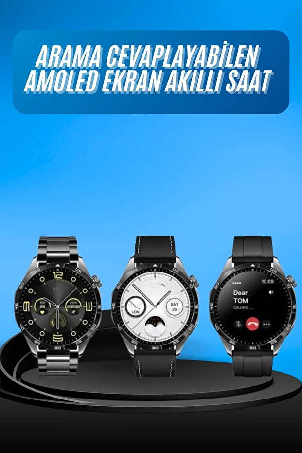 ساعة ذكية بشاشة Amoled 3 Cord 5.0 متصلة بالبلوتوث ومتوافقة مع Android وIos