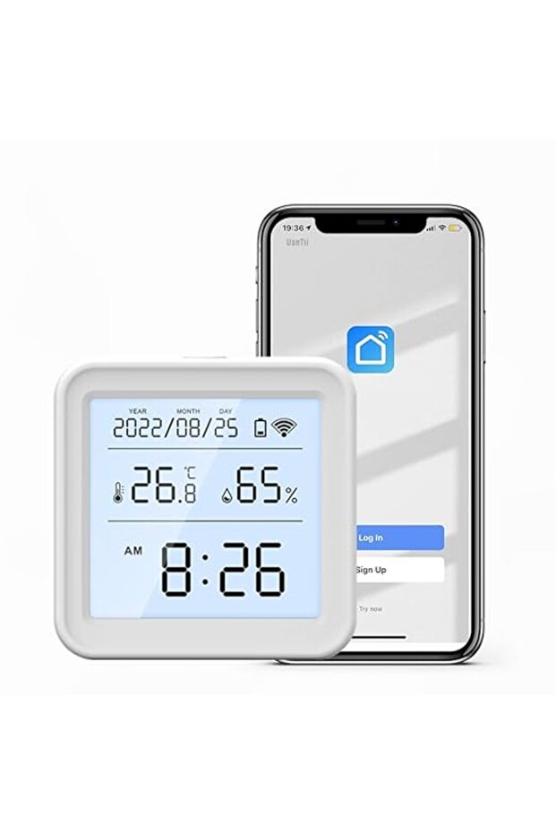 Zigbee Temperature Humidity Sensor Tuya Smart Indoor Hygrometer Thermometer Detector With Backlight,App Remote Control,Support Alexa Google Home,Zigbee Hub Required (Zigbee Version)