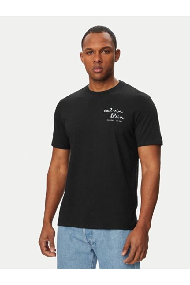 Black Logo Printed Men's T-Shirt