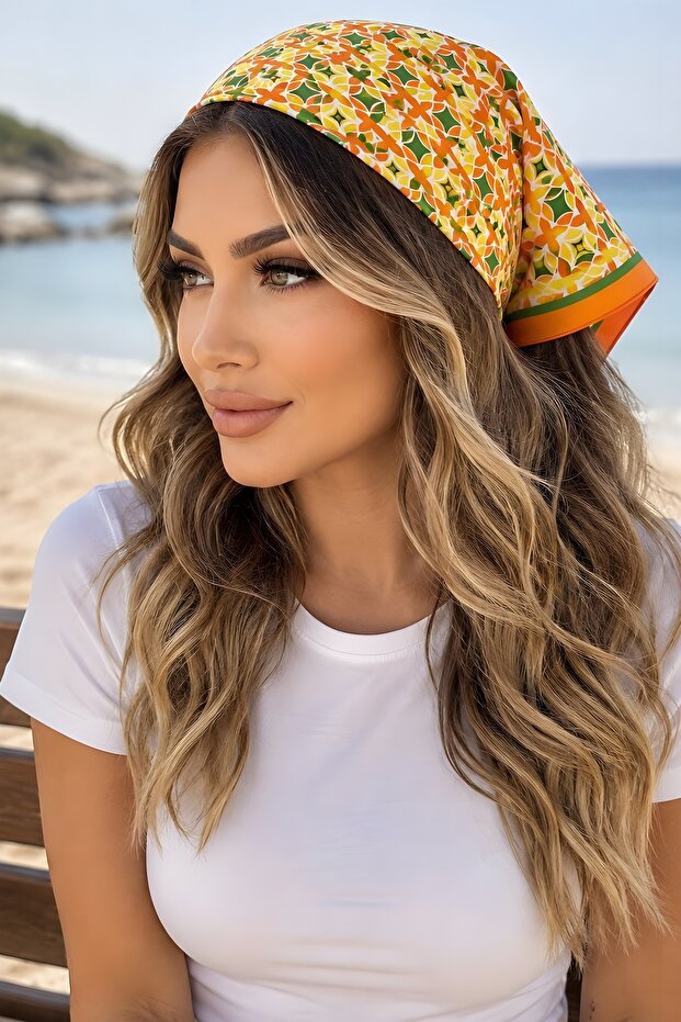 Orange Digital Patterned Bandana