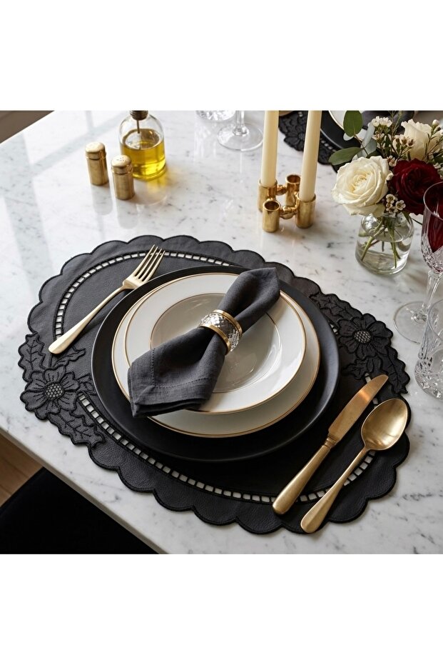 Oval - Leather American Service Hole Work Black - 35X50 cm 1 Piece